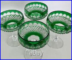 4 Vintage Bohemian Tango Cased Cut To Clear Crystal Champagne Saucers