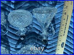5 Vintage Vinegar Oil Dishes Crystal Glass Decanter Handmade Cut Crystal 1930s