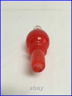 56cm Vintage Italian Red Hand Blown Hour Glass Optical Genie Bottle Decanter
