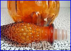 60s 70s Retro Vintage Amber Brick Glass Decanter Genie Bottle MCM Italy Empoli