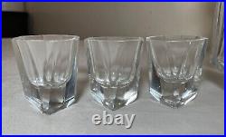 7 piece vintage clear crystal French Art Deco shot glass leaning decanter set