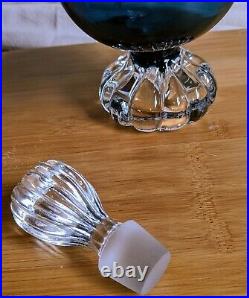 7pcs Vintage Swedish Indigo ASEDA Bergstrom Crystal Art Glass Decanter Set MINT