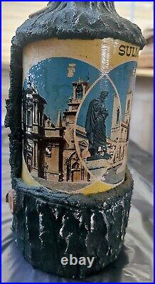 Almaden Est 1852 Vintage Wine Glass Bottle Music Box Italian Decanter Souvenir
