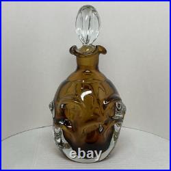 Amber Glass Decanter Aseda Sweden Bo Borgstrom Hand Blown Art Vintage