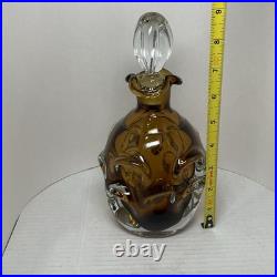 Amber Glass Decanter Aseda Sweden Bo Borgstrom Hand Blown Art Vintage