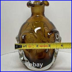 Amber Glass Decanter Aseda Sweden Bo Borgstrom Hand Blown Art Vintage
