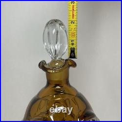 Amber Glass Decanter Aseda Sweden Bo Borgstrom Hand Blown Art Vintage
