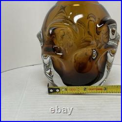 Amber Glass Decanter Aseda Sweden Bo Borgstrom Hand Blown Art Vintage