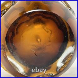Amber Glass Decanter Aseda Sweden Bo Borgstrom Hand Blown Art Vintage
