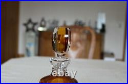 Amber Vintage Point Star & Circle Cut To Clear Numbered Decanter & Stopper