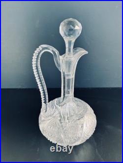 American Brilliant Cut Glass Handled Decanter