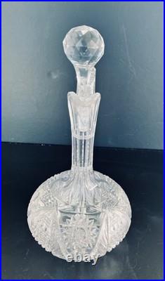 American Brilliant Cut Glass Handled Decanter