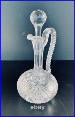 American Brilliant Cut Glass Handled Decanter