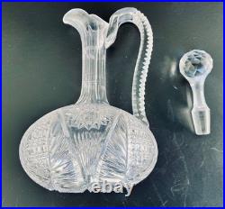 American Brilliant Cut Glass Handled Decanter