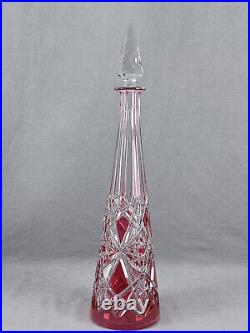 Antique Baccarat Cranberry Cut to Clear Lagny #177 16 5/8 Inch Decanter C. 1916