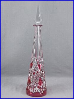 Antique Baccarat Cranberry Cut to Clear Lagny #177 16 5/8 Inch Decanter C. 1916