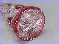 Antique Baccarat Cranberry Cut to Clear Lagny #177 16 5/8 Inch Decanter C. 1916