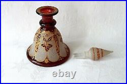 Antique Bohemian ruby overlay to clear glass perfume decanter and tray 1830-1850
