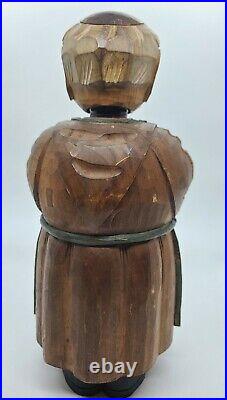 Antique Carved Wood Figural Monk Friar Black Forest Germany Hand Carved Decanter