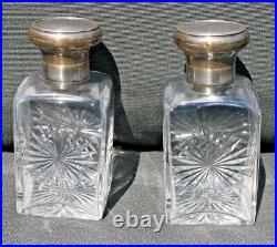 Antique Comey's Glass Bottle Silver Hinged Lid Top Stop Scent Perfume Decanter