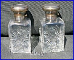 Antique Comey's Glass Bottle Silver Hinged Lid Top Stop Scent Perfume Decanter