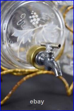 Antique French Aperitif Liqueur Service Glass Cups Barrel Decanter Set Vintage