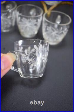 Antique French Aperitif Liqueur Service Glass Cups Barrel Decanter Set Vintage