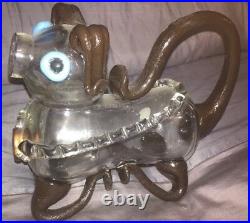 Antique Gin Pig Hand Blown Glass Decanter Hand Painted By Artist