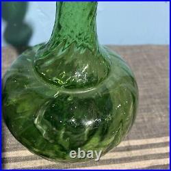 Antique Glass Decanter Olive Green Mid Century Vintage Wayne Husted 11