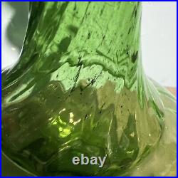 Antique Glass Decanter Olive Green Mid Century Vintage Wayne Husted 11