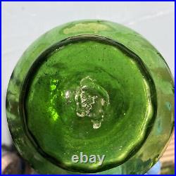 Antique Glass Decanter Olive Green Mid Century Vintage Wayne Husted 11