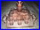 Antique-RARE-Vintage-PINK-Bar-8pc-Set-DECANTER-6-Shot-Glass-UNDER-TRAY-Elegant-01-lhu