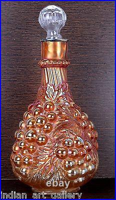 Antique Rare Glass Silver Cap Decanter With Stopper Nice decorative. I31-49 US