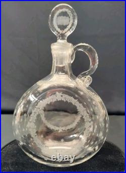 Antique SandwichAntique Circa 1820's Etched Glass Hand Blown Whiskey Decanter