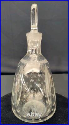 Antique SandwichAntique Circa 1820's Etched Glass Hand Blown Whiskey Decanter