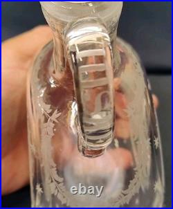 Antique SandwichAntique Circa 1820's Etched Glass Hand Blown Whiskey Decanter
