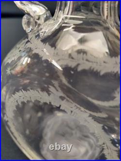 Antique SandwichAntique Circa 1820's Etched Glass Hand Blown Whiskey Decanter