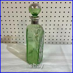 Antique Scotch Decanter Stopper Green with Silver Overlay Thistle Decor Vintage