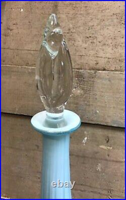 Antique Vintage Cased Glass Decanter With Clear Glass Stopper