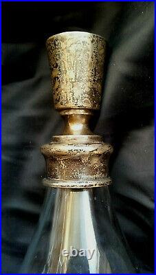 Antique Vintage HAWKES Etched Crystal & Sterling Silver DECANTER 11 Tall