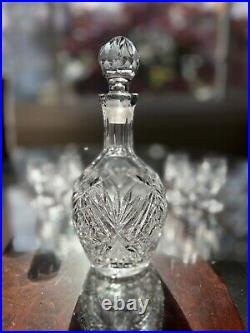 Antique Vintage Lead Crystal Stunning Cordia Decanter Set of 7