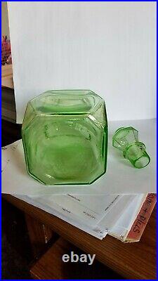 Antique Vintage Uranium Vaseline Glass Decanter Bottle Stopper RARE & Gorgeous