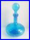 Aqua-Blue-Glass-Decanter-EMPOLI-Genie-Bottle-Wavy-With-Stopper-Vintage-Mid-Century-01-lcvh