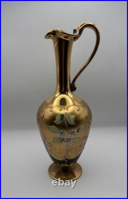 Art Deco Bohemia Glass Decanter with Stopper Czech Republic Vintage 9.8