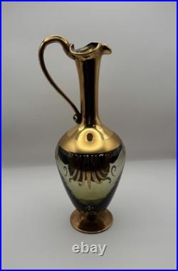 Art Deco Bohemia Glass Decanter with Stopper Czech Republic Vintage 9.8