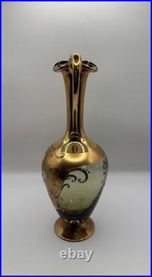 Art Deco Bohemia Glass Decanter with Stopper Czech Republic Vintage 9.8