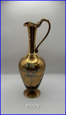 Art Deco Bohemia Glass Decanter with Stopper Czech Republic Vintage 9.8