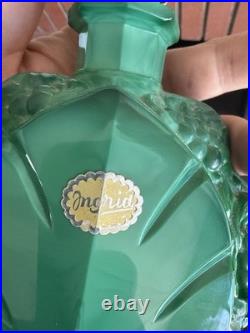 Art Deco Bohemian Malachite Glass Decanter Set Czech Vintage Very Old