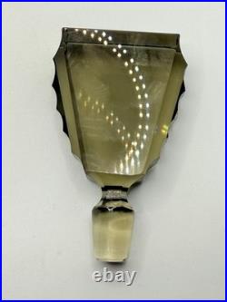 Art Deco Czech Moser Style Cut Smoke Glass Decanter & Shot Glass Set