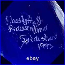 Art Glass Decanter Signed Glasshytta Pedersen Gruer Vintage Norway Red Blue READ